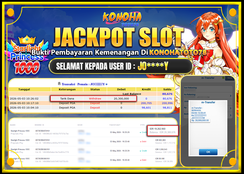 KONOHATOTO78 JACKPOT STARLIGHT PRINCESS 1000Rp20.300.000,LUNAS
